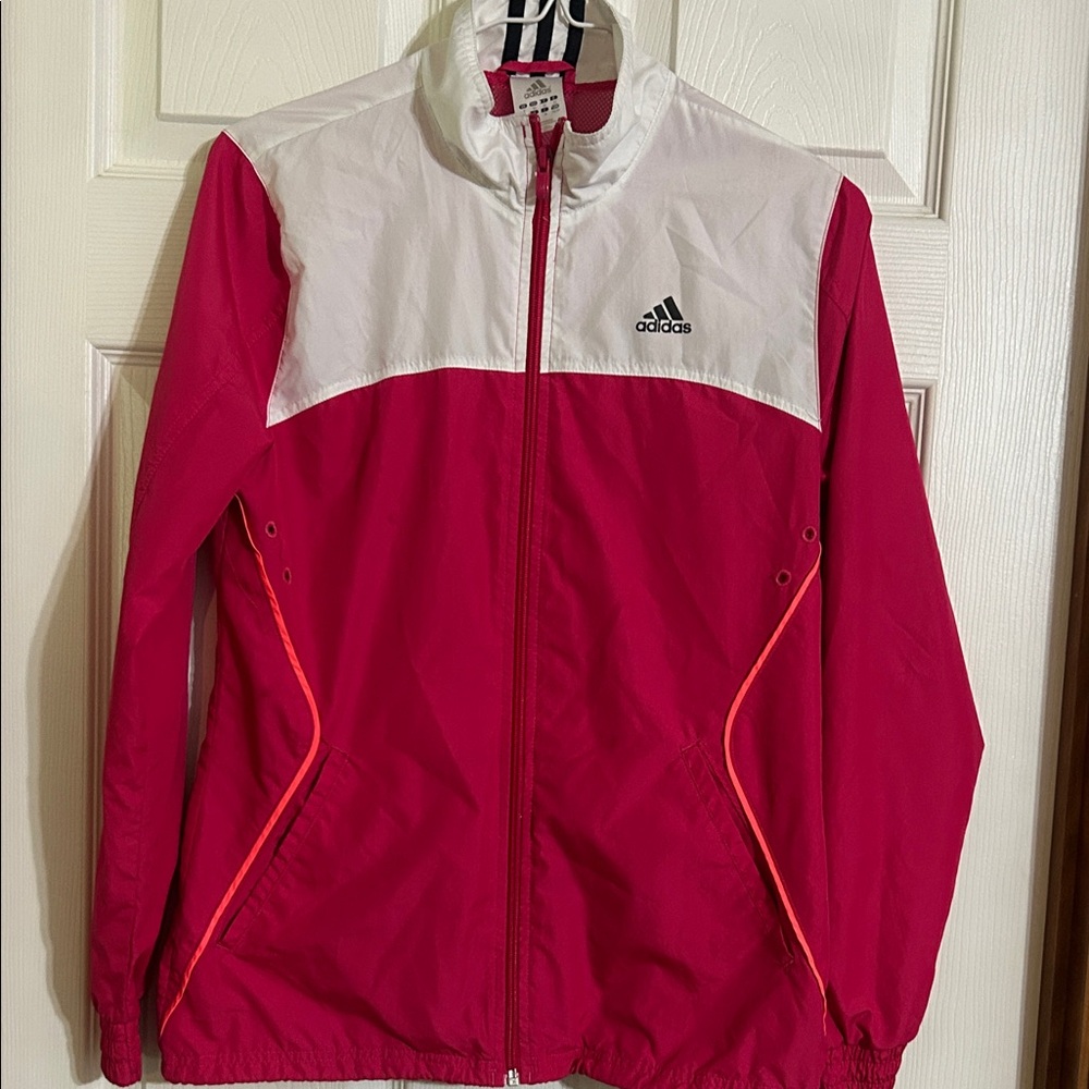 Adidas Raincoat in Pink and White